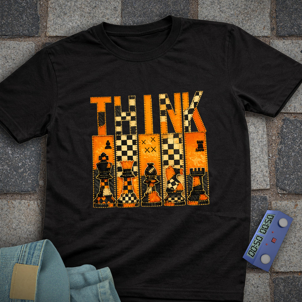 THINK Patchwork Chess T-Shirt (Printed Patch Effect)