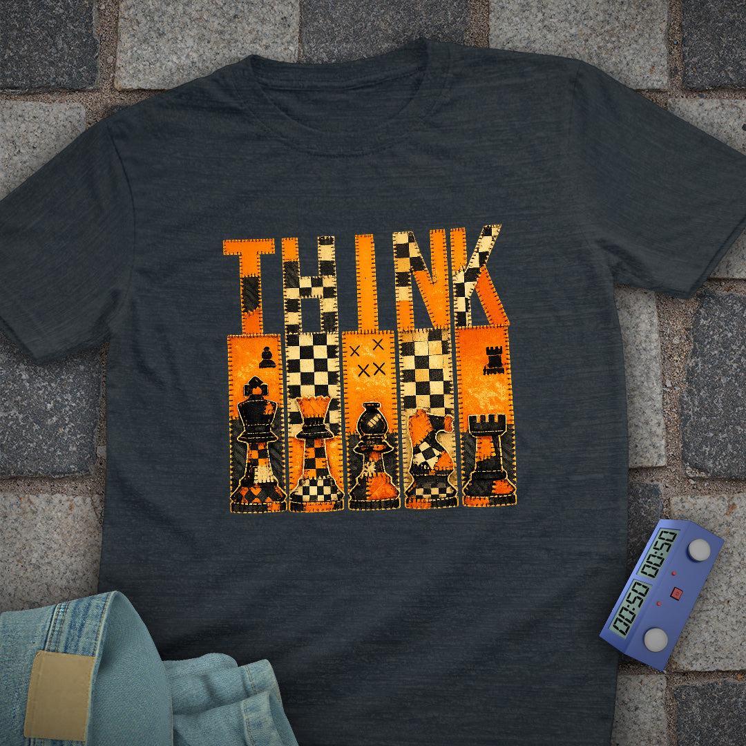 THINK Patchwork Chess T-Shirt (Printed Patch Effect)