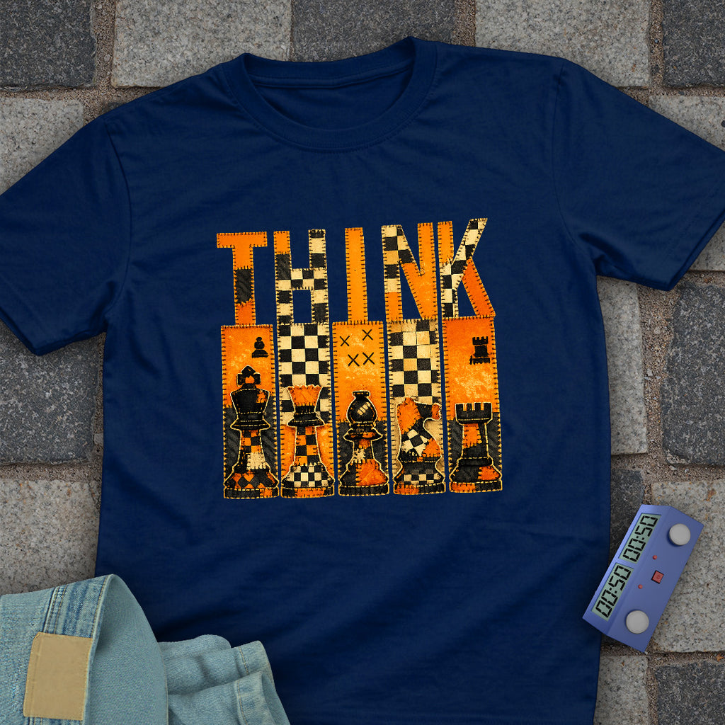 THINK Patchwork Chess T-Shirt (Printed Patch Effect)