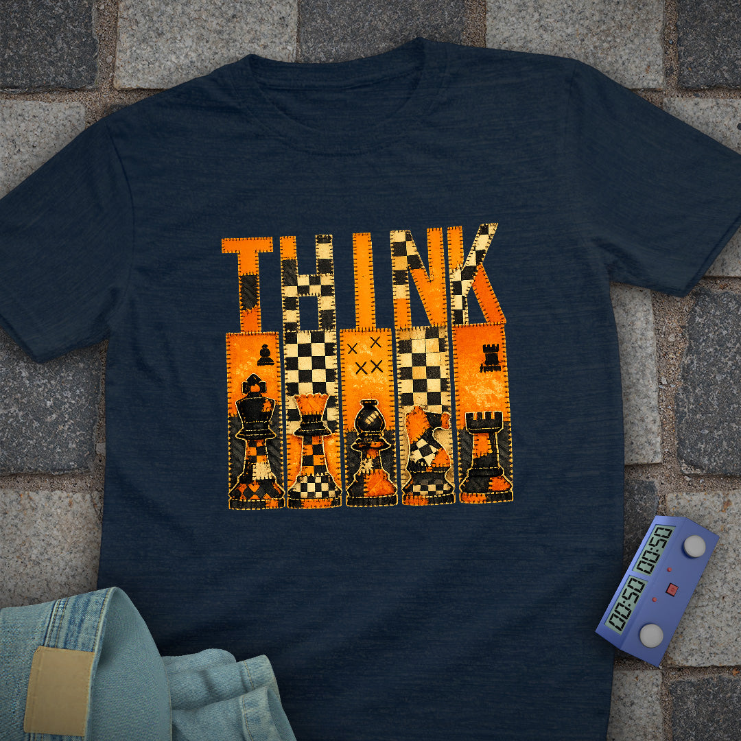 THINK Patchwork Chess T-Shirt (Printed Patch Effect)