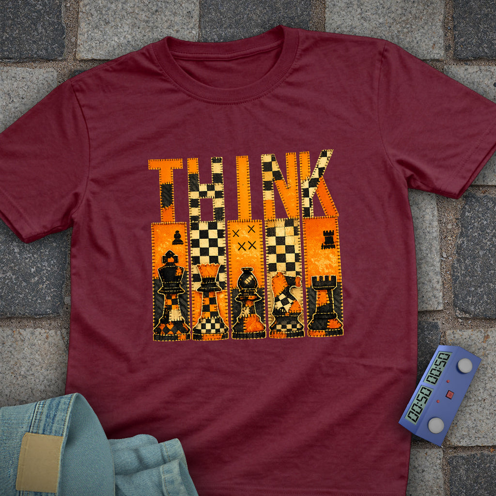 THINK Patchwork Chess T-Shirt (Printed Patch Effect)