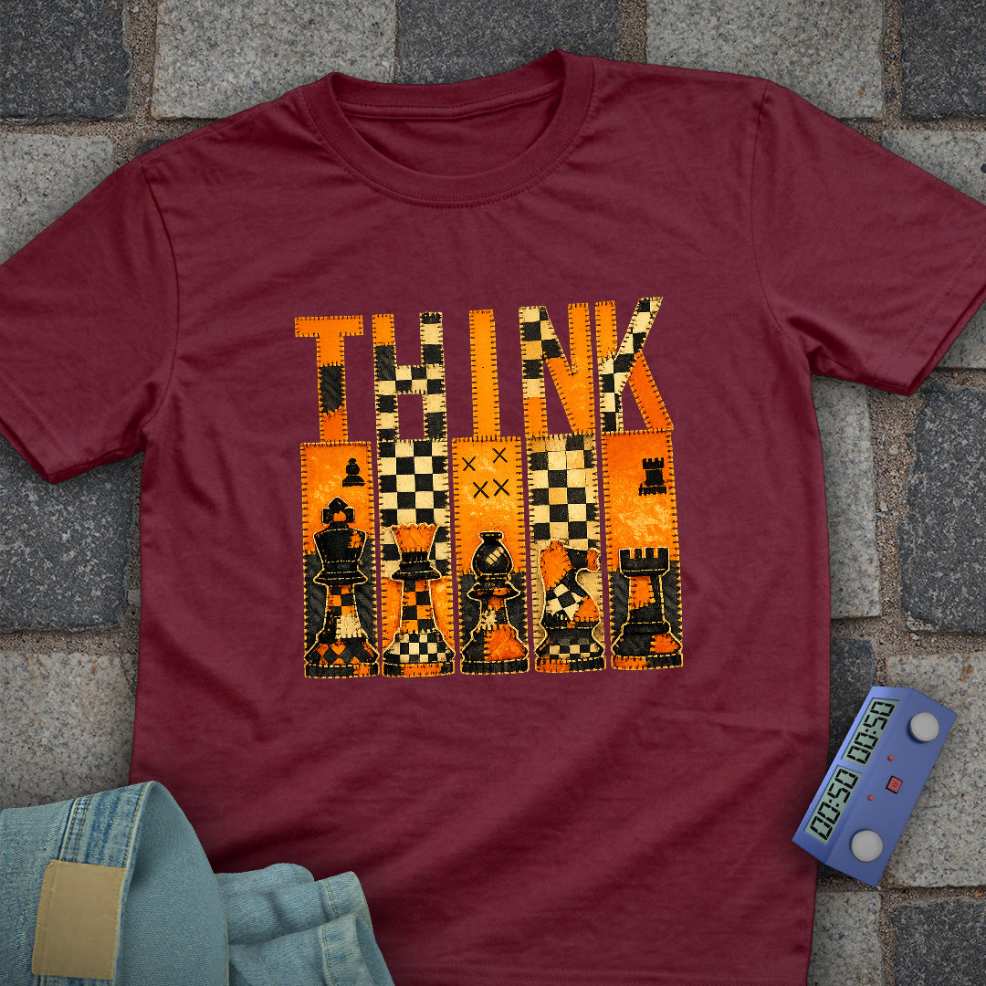 THINK Patchwork Chess T-Shirt (Printed Patch Effect)