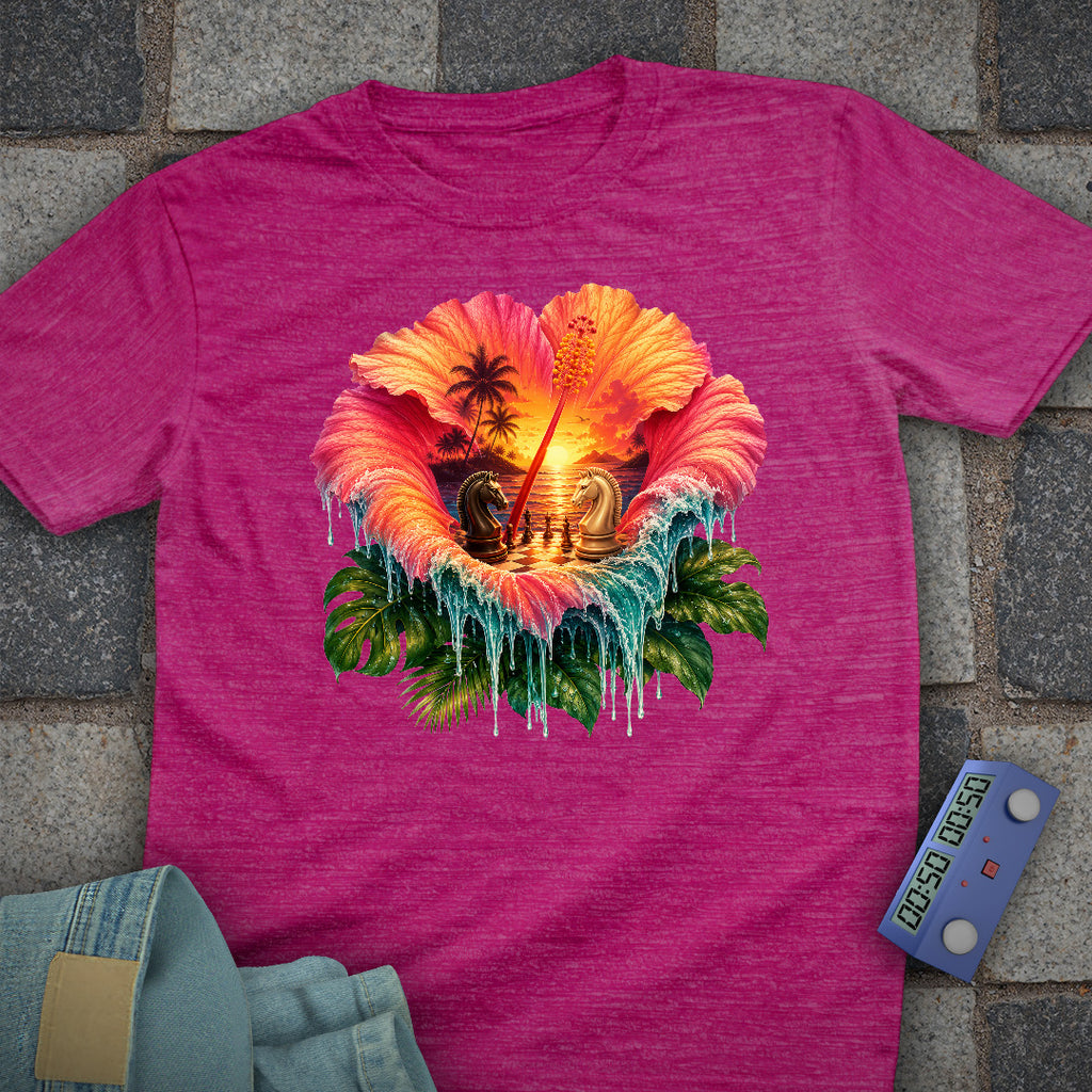 Tropical Hibiscus Chess T-Shirt