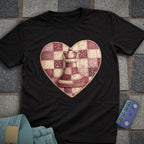 Patchwork Heart Chess T-Shirt (Printed Patch Effect)