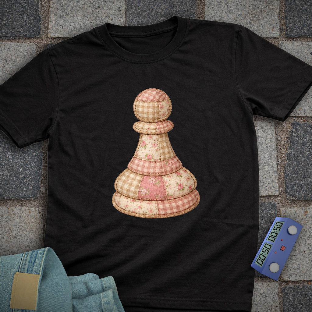 Patchwork Pawn Chess T-Shirt (Printed Patch Effect)