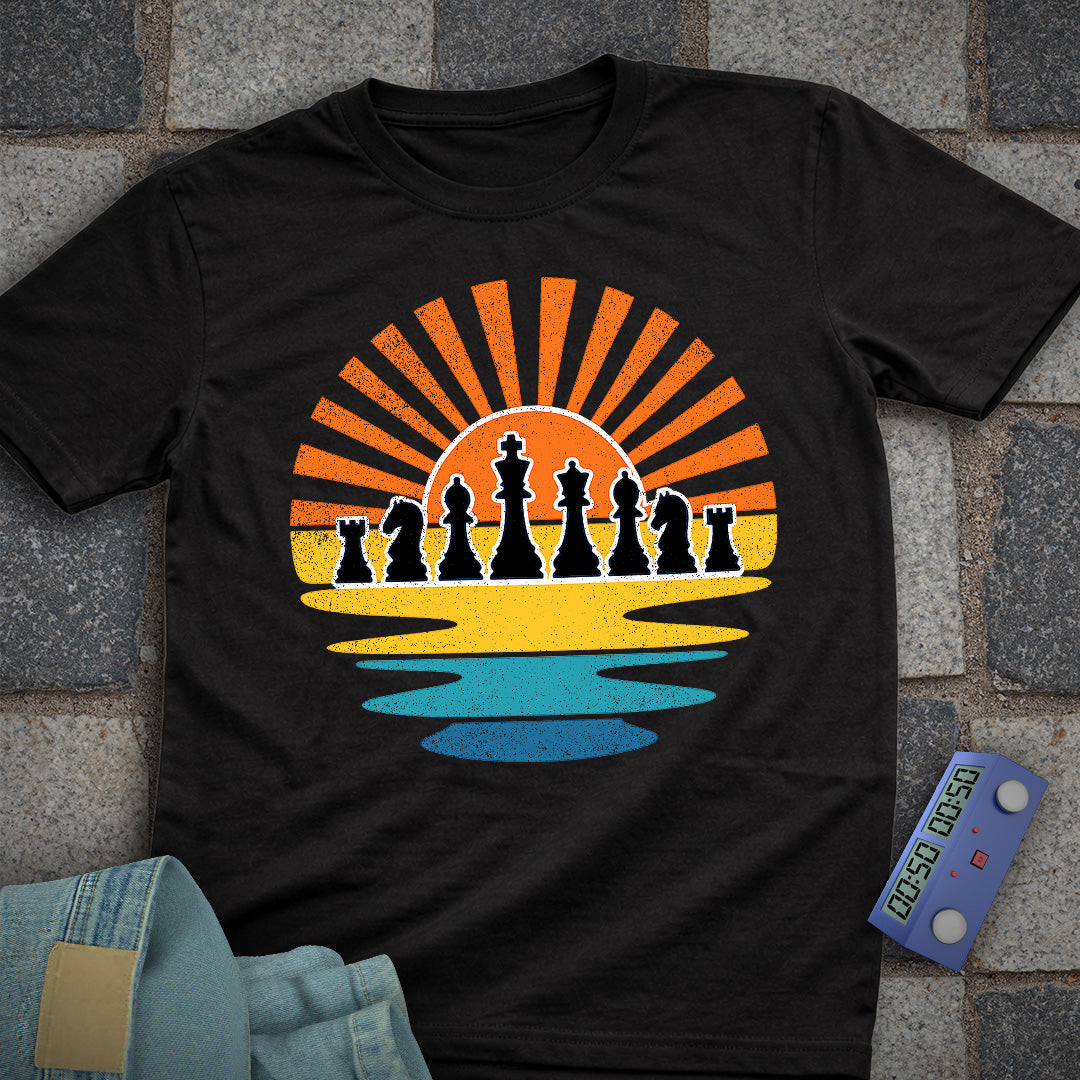 Retro Sunset Chess T-Shirt