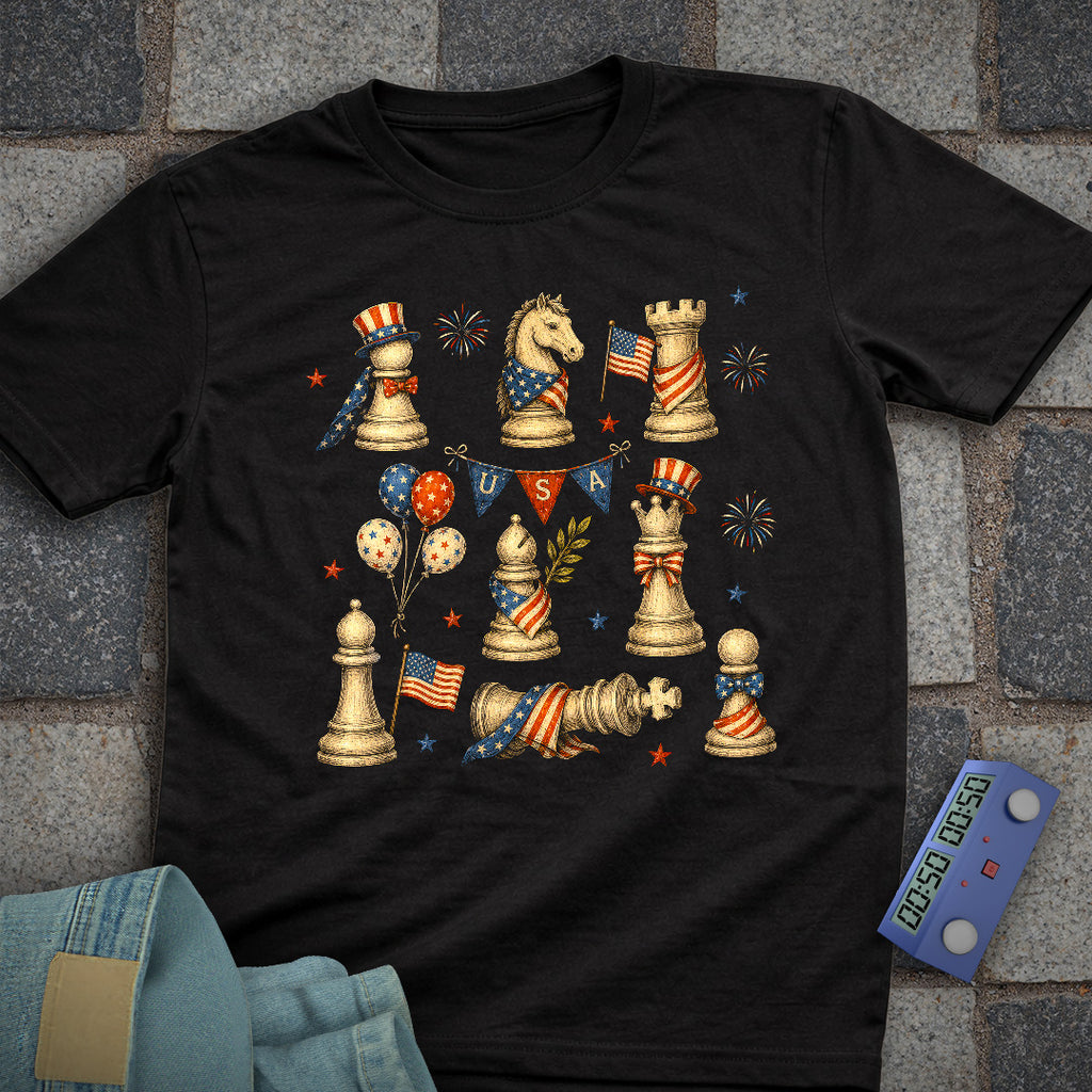 4th July Chess Pieces T-Shirt