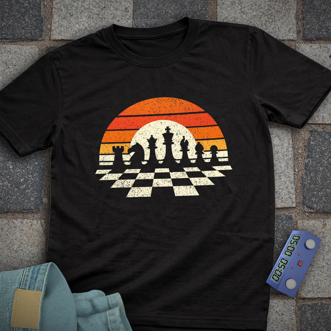 Retro Sunset Chess T-Shirt
