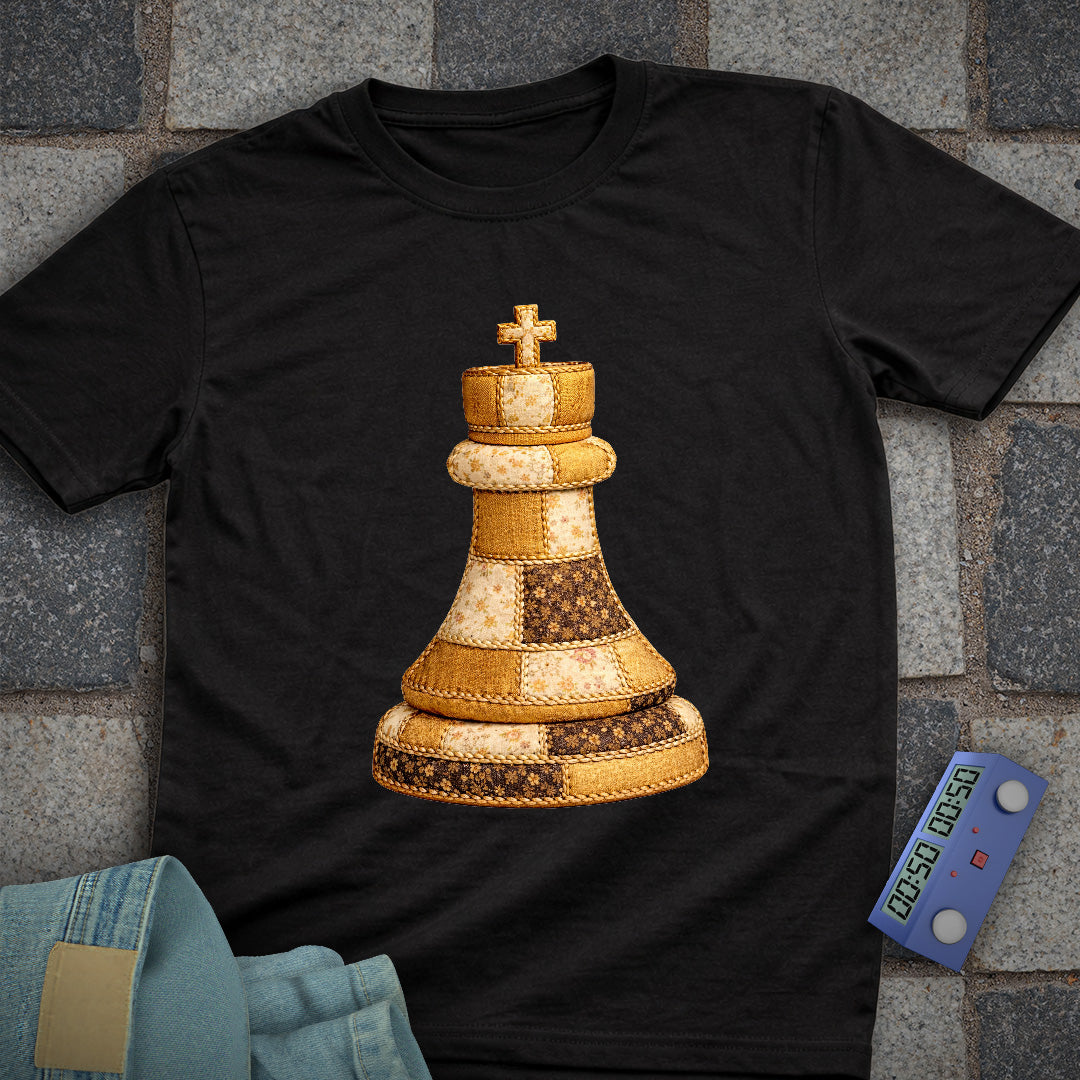 Patchwork King Chess T-Shirt (Printed Patch Effect)