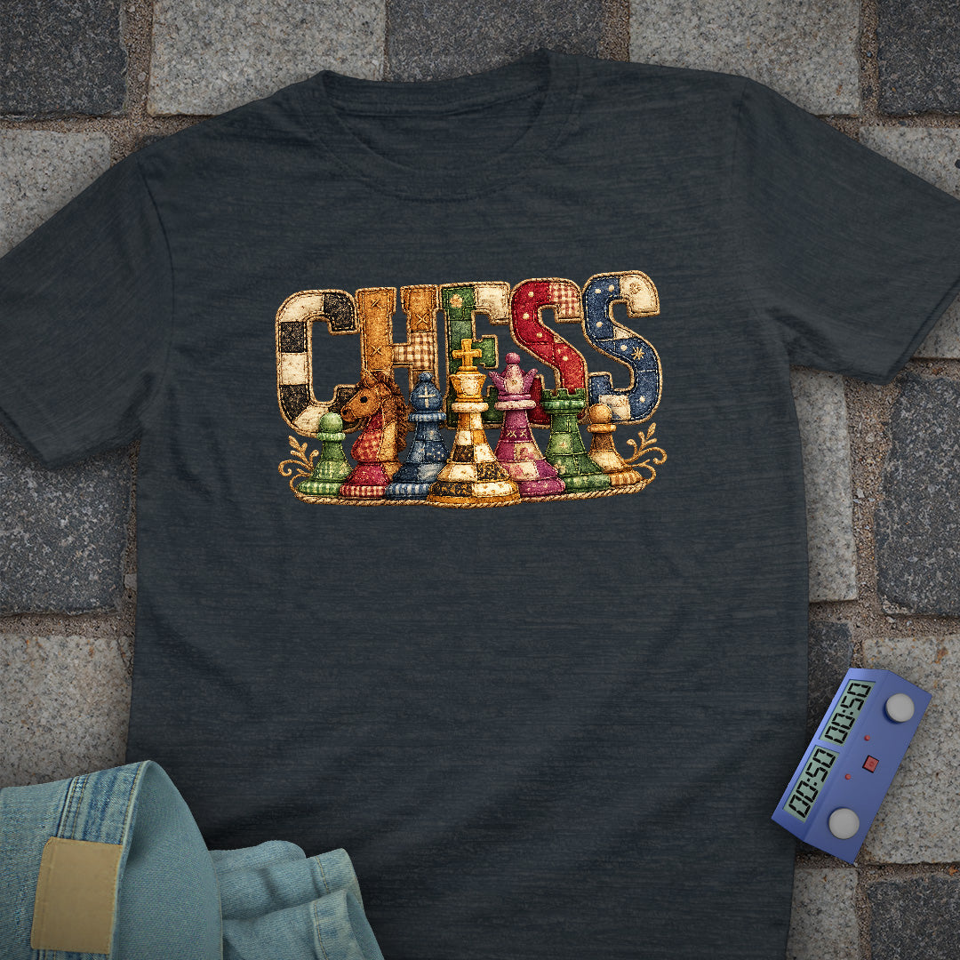 Patchwork Chess T-Shirt (Printed Patch Effect)