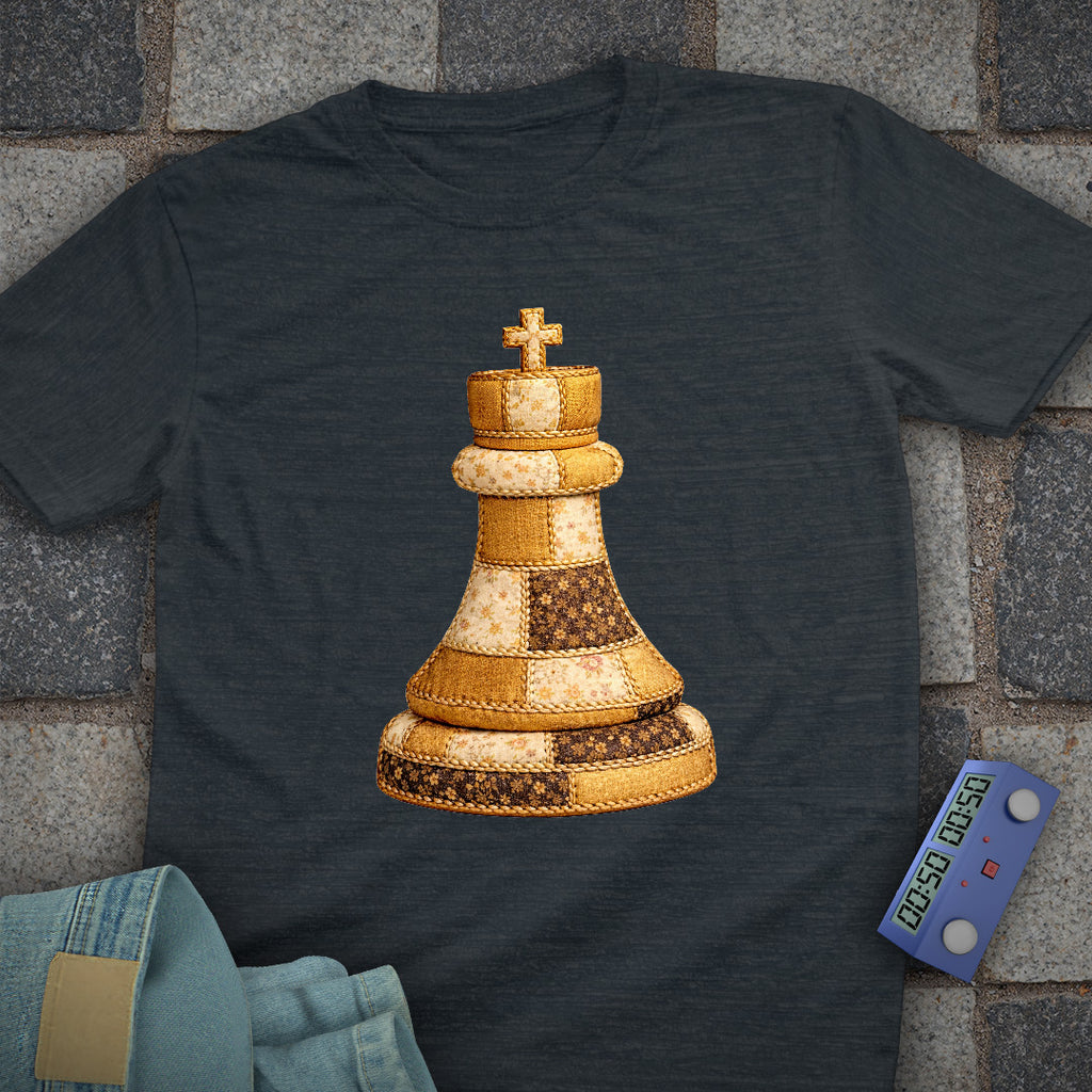 Patchwork King Chess T-Shirt (Printed Patch Effect)