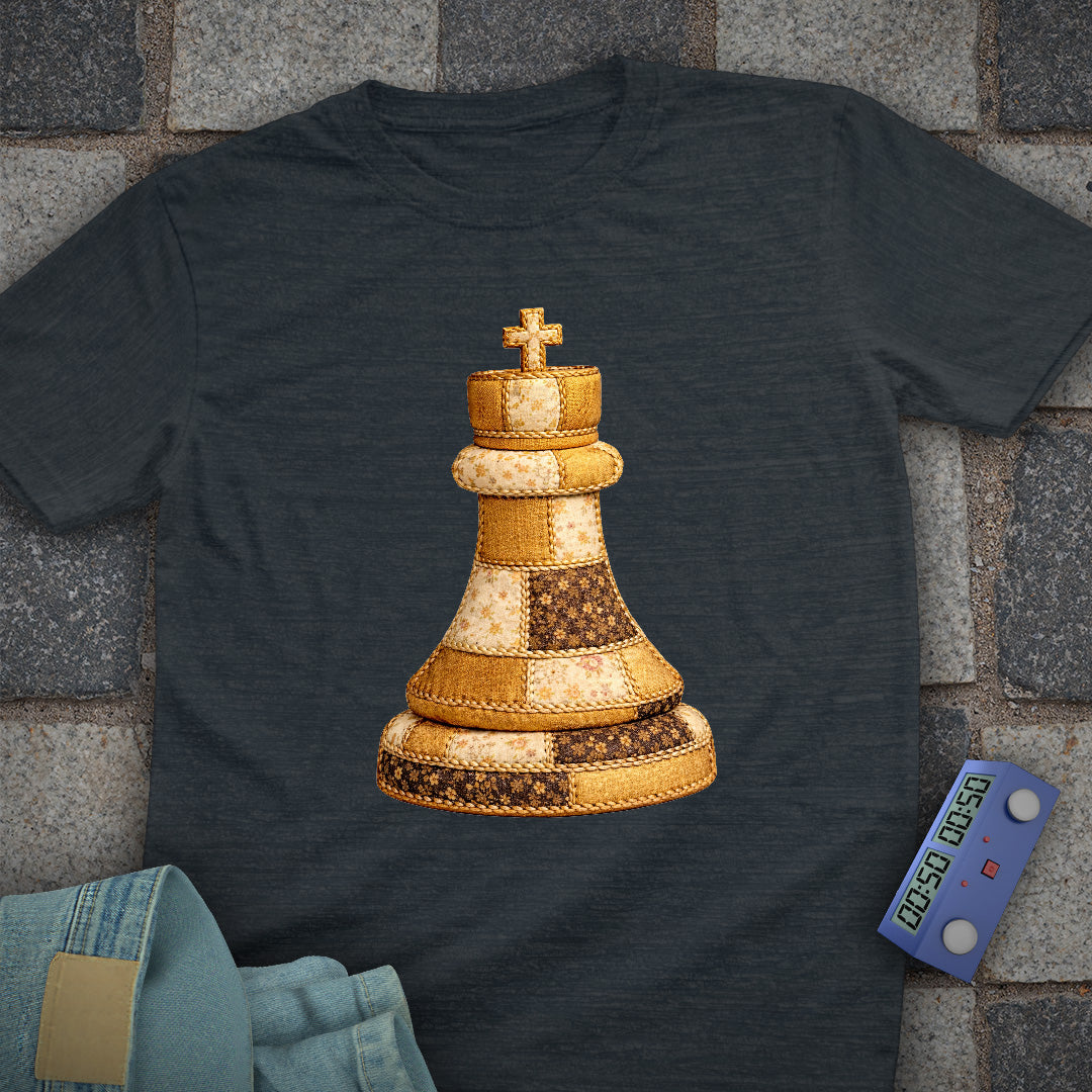 Patchwork King Chess T-Shirt (Printed Patch Effect)