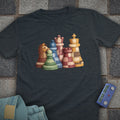 Patchwork Chess Pieces T-Shirt (Printed Patch Effect)