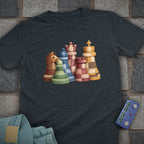 Patchwork Chess Pieces T-Shirt (Printed Patch Effect)