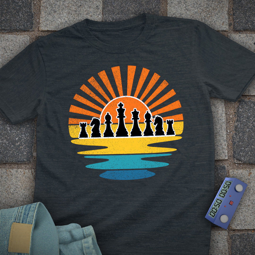 Retro Sunset Chess T-Shirt