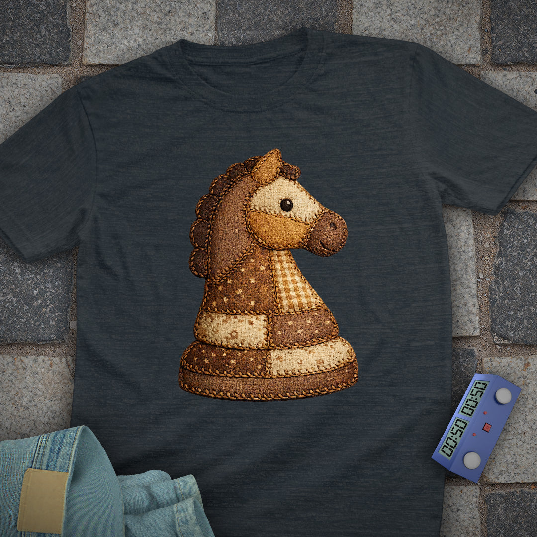 Patchwork Knight Chess T-Shirt (Printed Patch Effect)