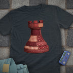 Patchwork Rook Chess T-Shirt (Printed Patch Effect)