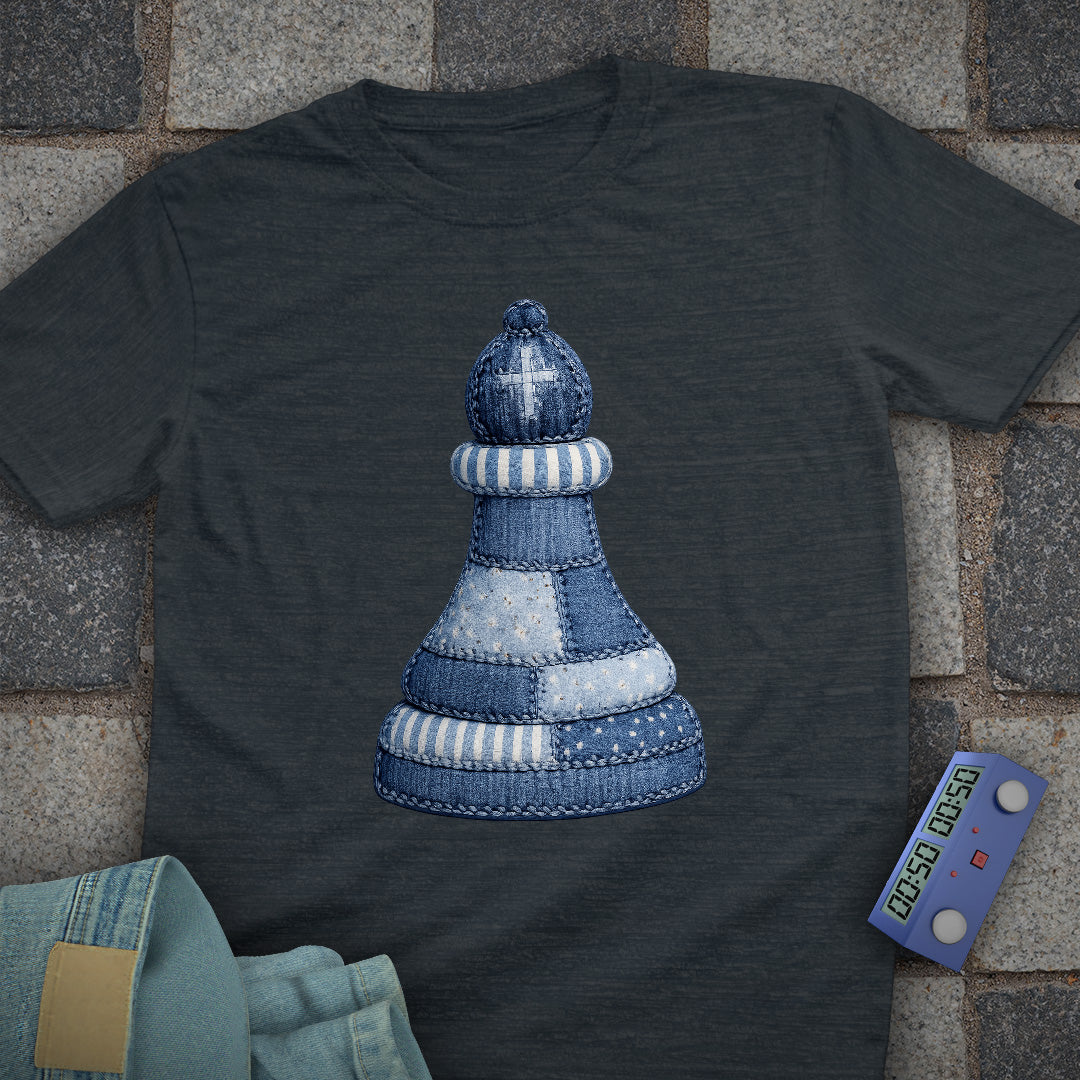 Patchwork Bishop Chess T-Shirt (Printed Patch Effect)