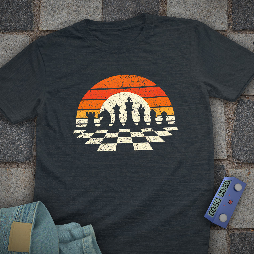 Retro Sunset Chess T-Shirt