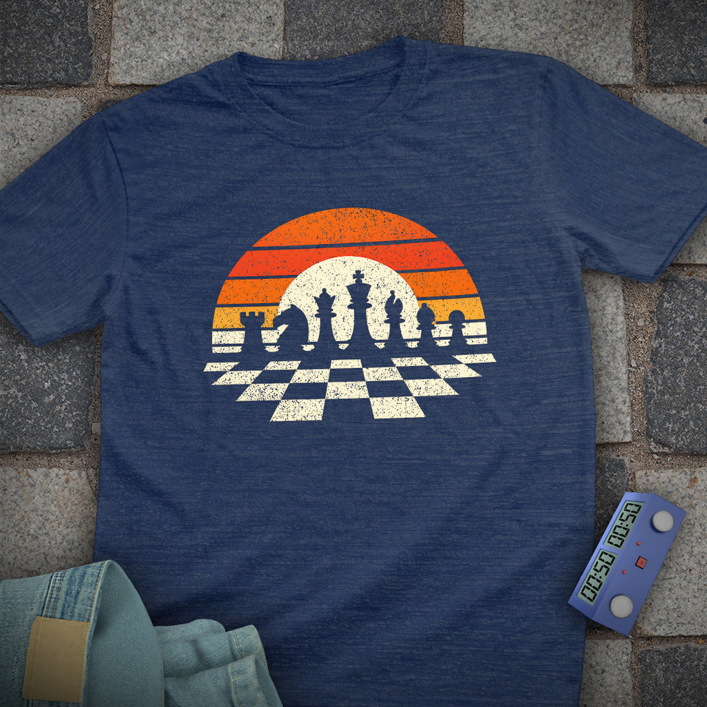 Retro Sunset Chess T-Shirt