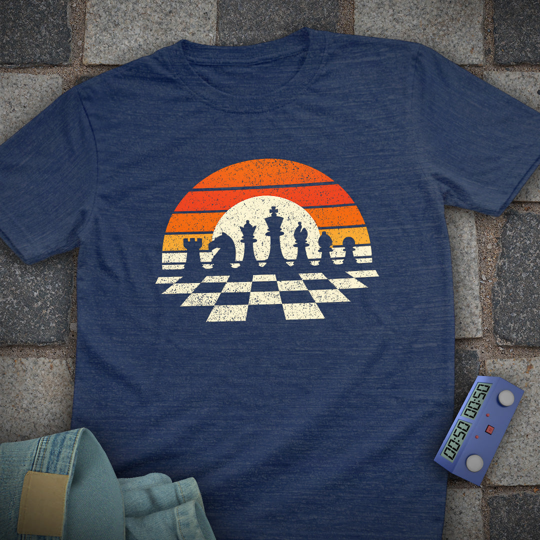 Retro Sunset Chess T-Shirt