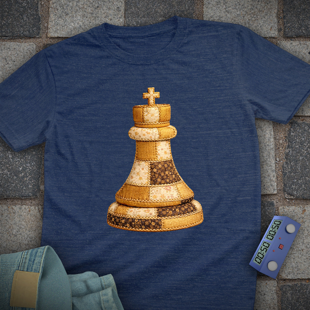 Patchwork King Chess T-Shirt (Printed Patch Effect)