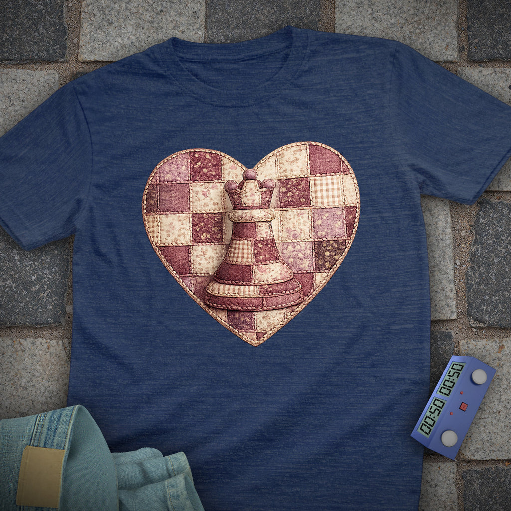 Patchwork Heart Chess T-Shirt (Printed Patch Effect)