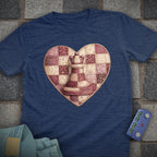 Patchwork Heart Chess T-Shirt (Printed Patch Effect)