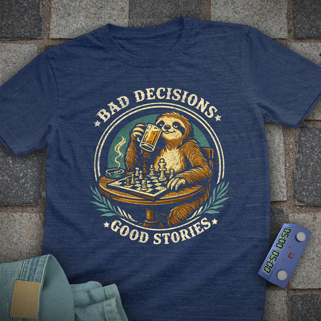 Bad Decisions Beer Sloth Chess T-Shirt