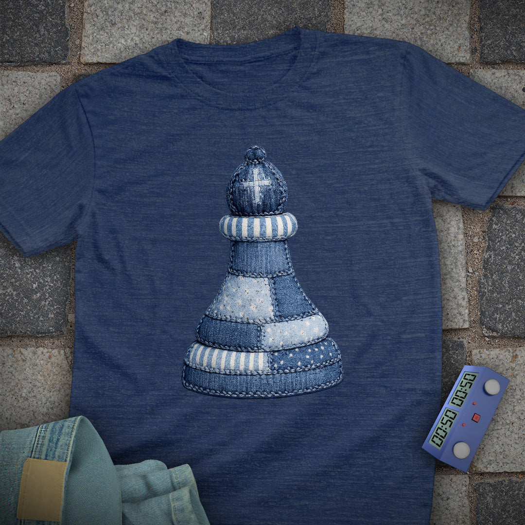 Patchwork Bishop Chess T-Shirt (Printed Patch Effect)