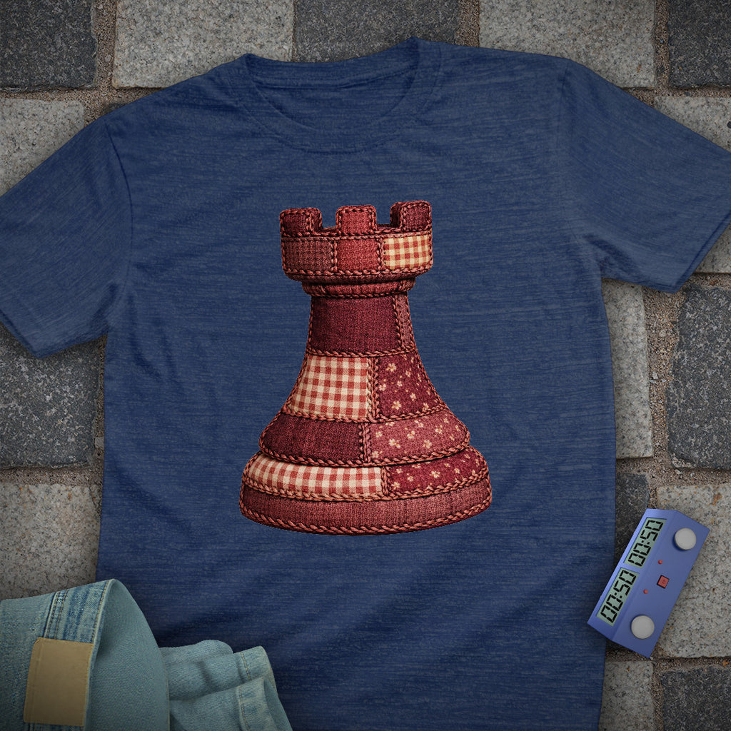 Patchwork Rook Chess T-Shirt (Printed Patch Effect)