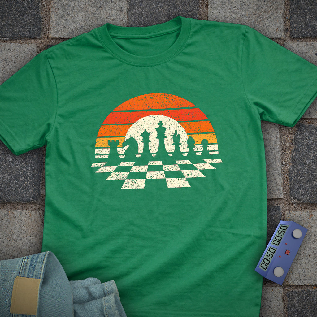Retro Sunset Chess T-Shirt