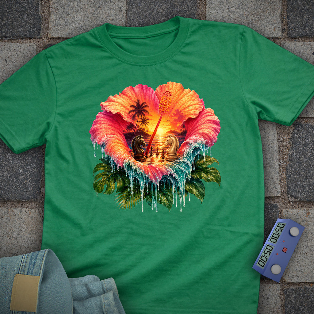 Tropical Hibiscus Chess T-Shirt