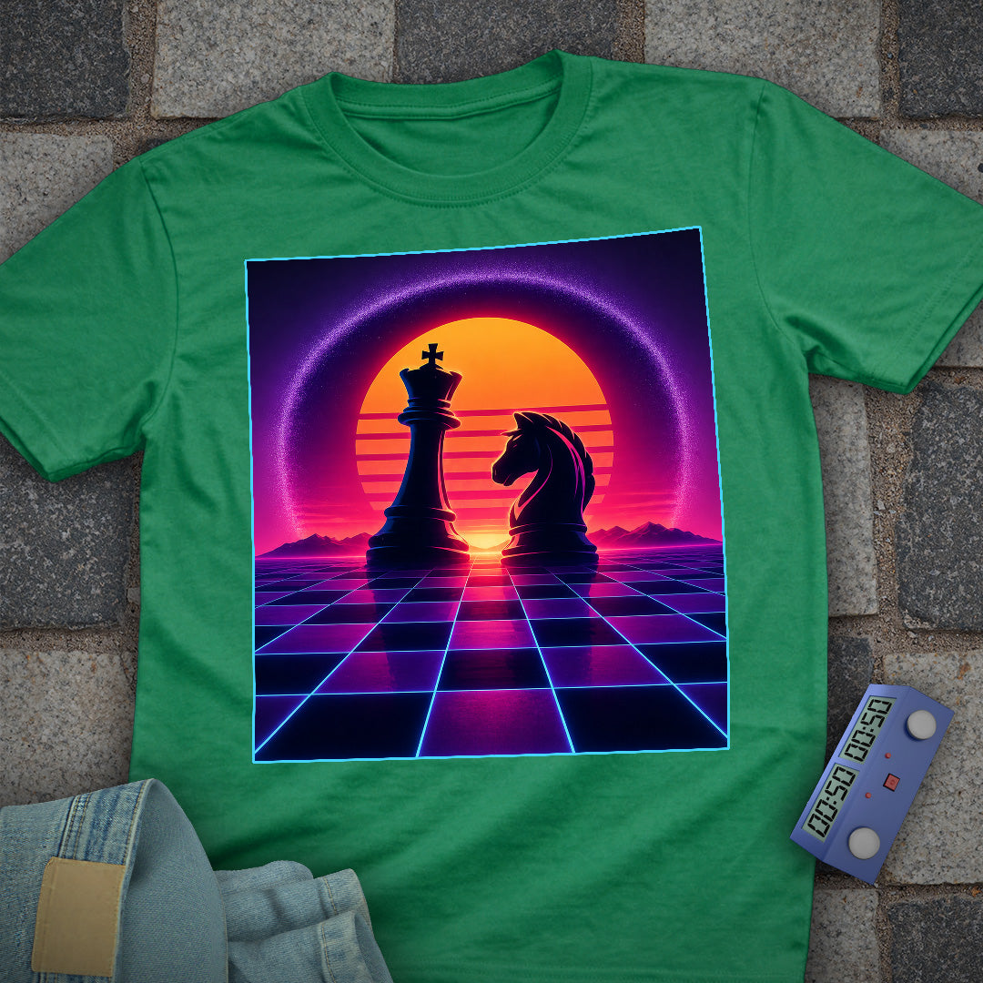 Neon Sunset Chess T-Shirt