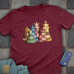 Patchwork Chess Pieces T-Shirt (Printed Patch Effect)