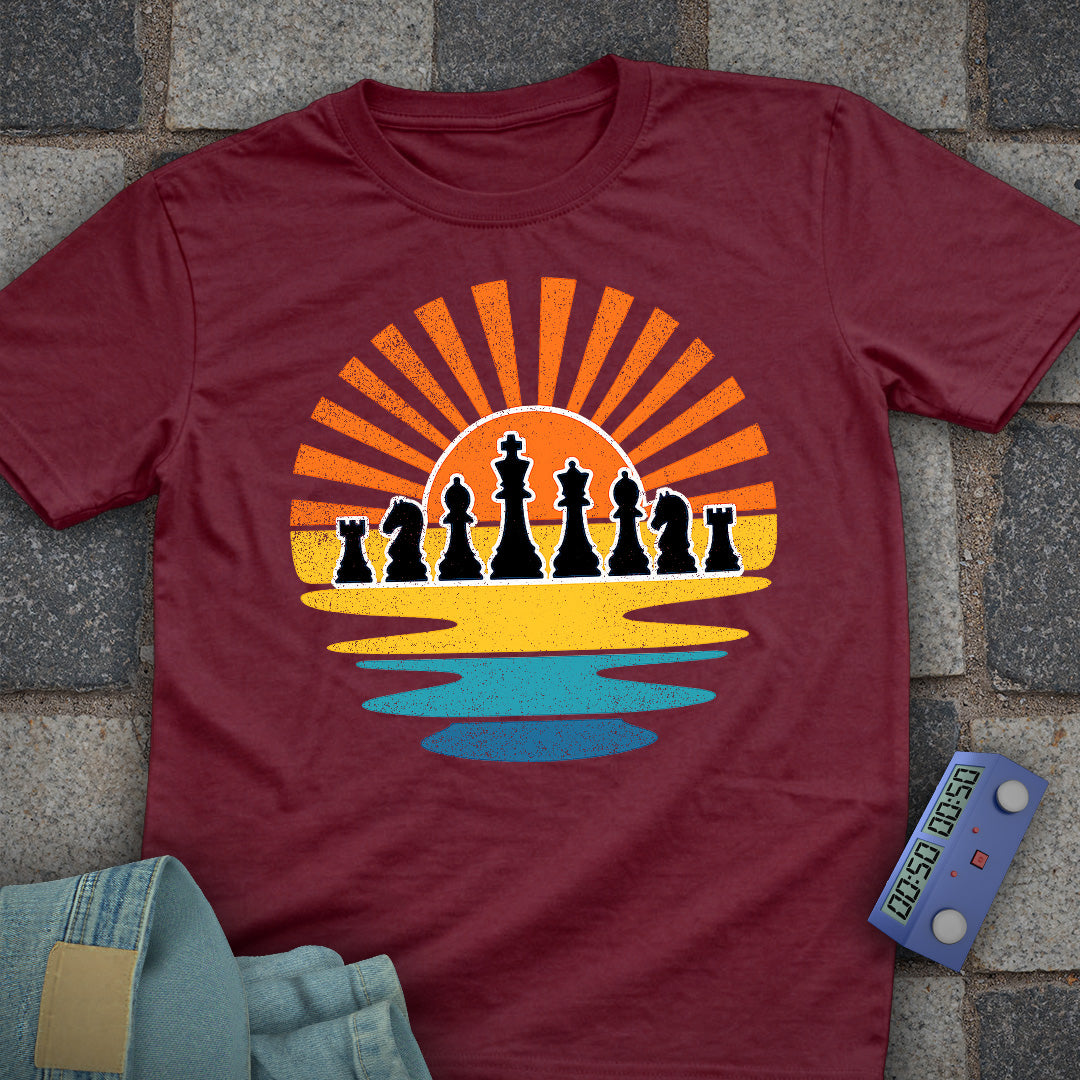 Retro Sunset Chess T-Shirt