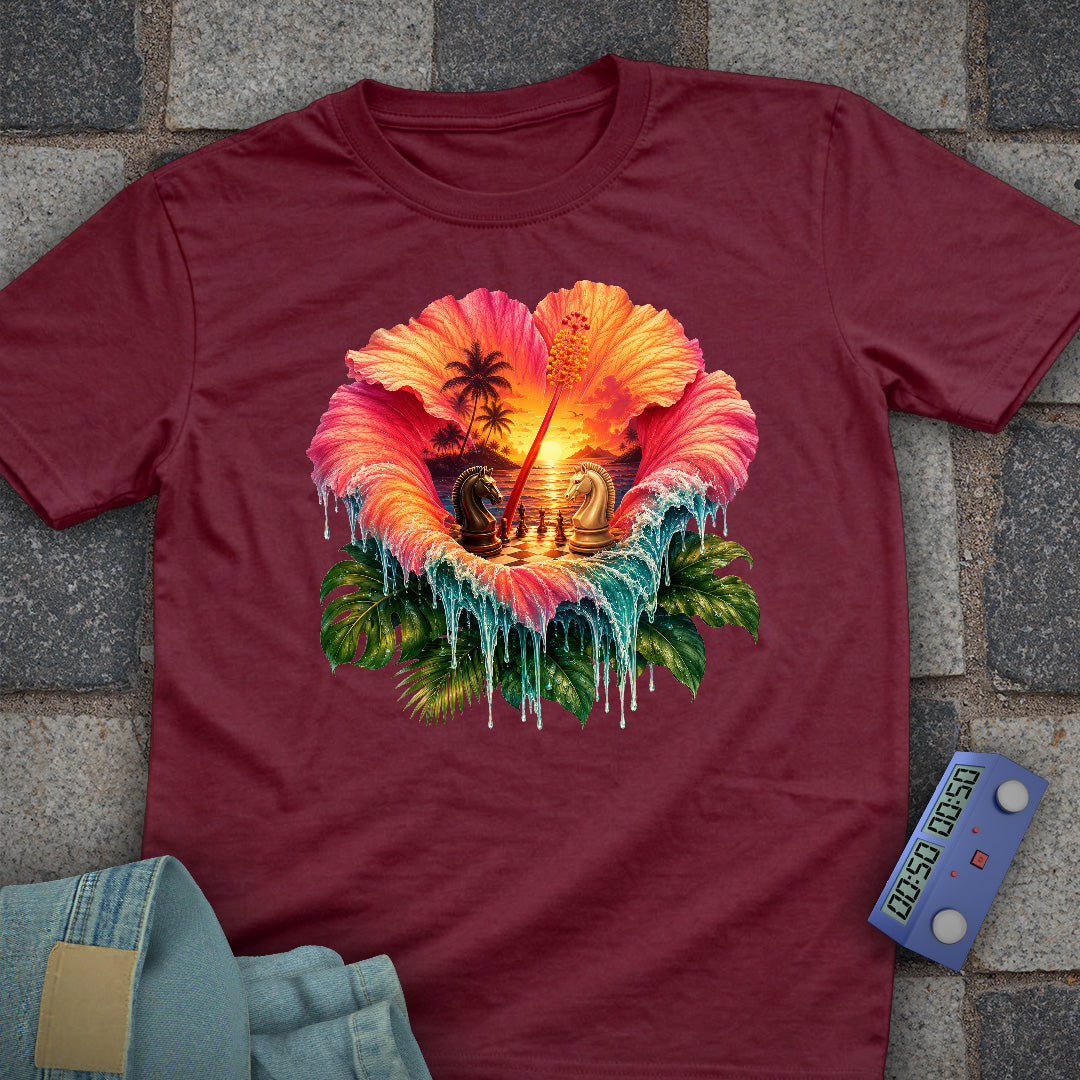 Tropical Hibiscus Chess T-Shirt