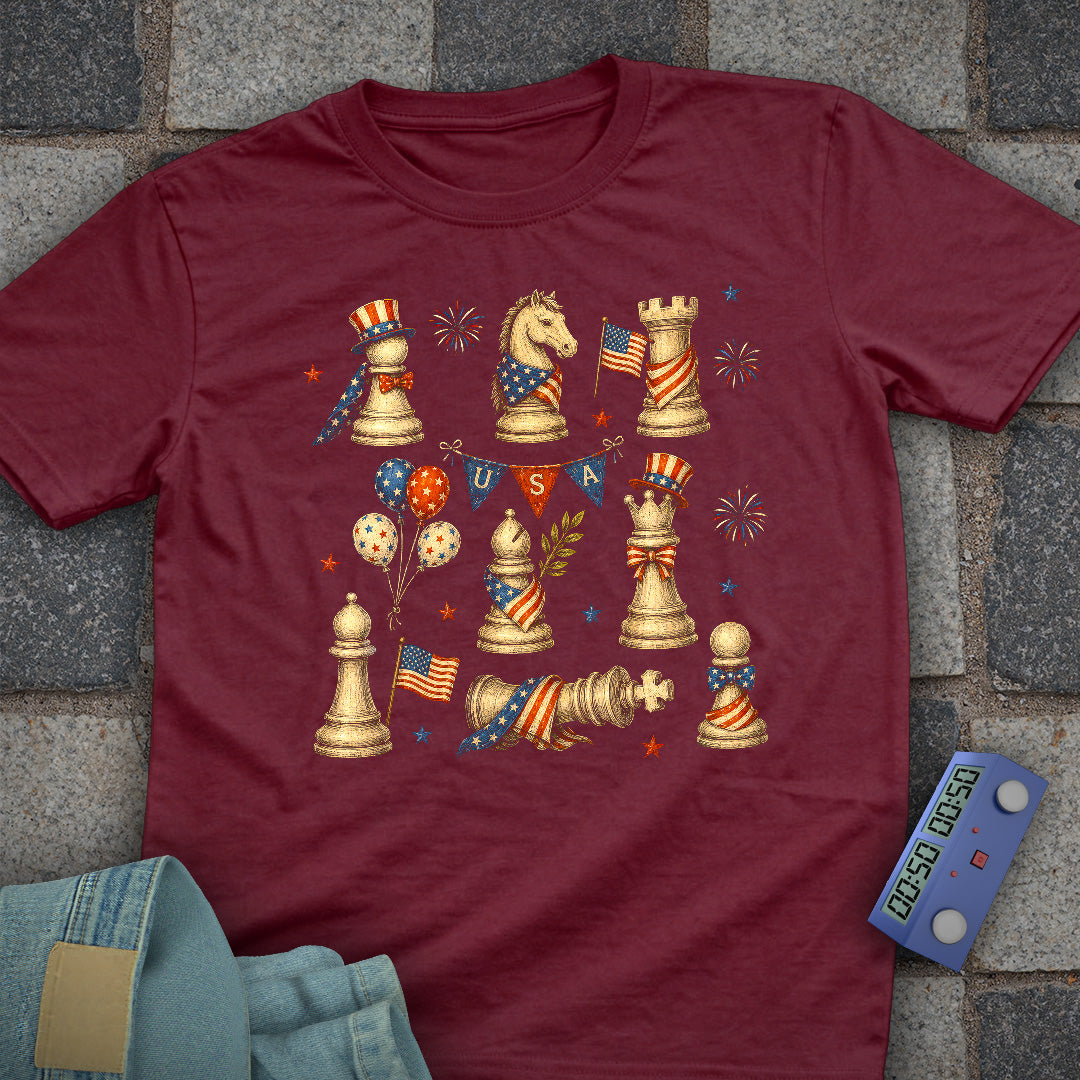 4th July Chess Pieces T-Shirt