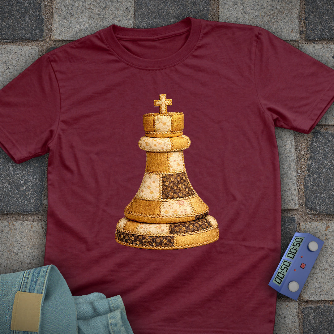 Patchwork King Chess T-Shirt (Printed Patch Effect)