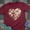 Patchwork Heart Chess T-Shirt (Printed Patch Effect)