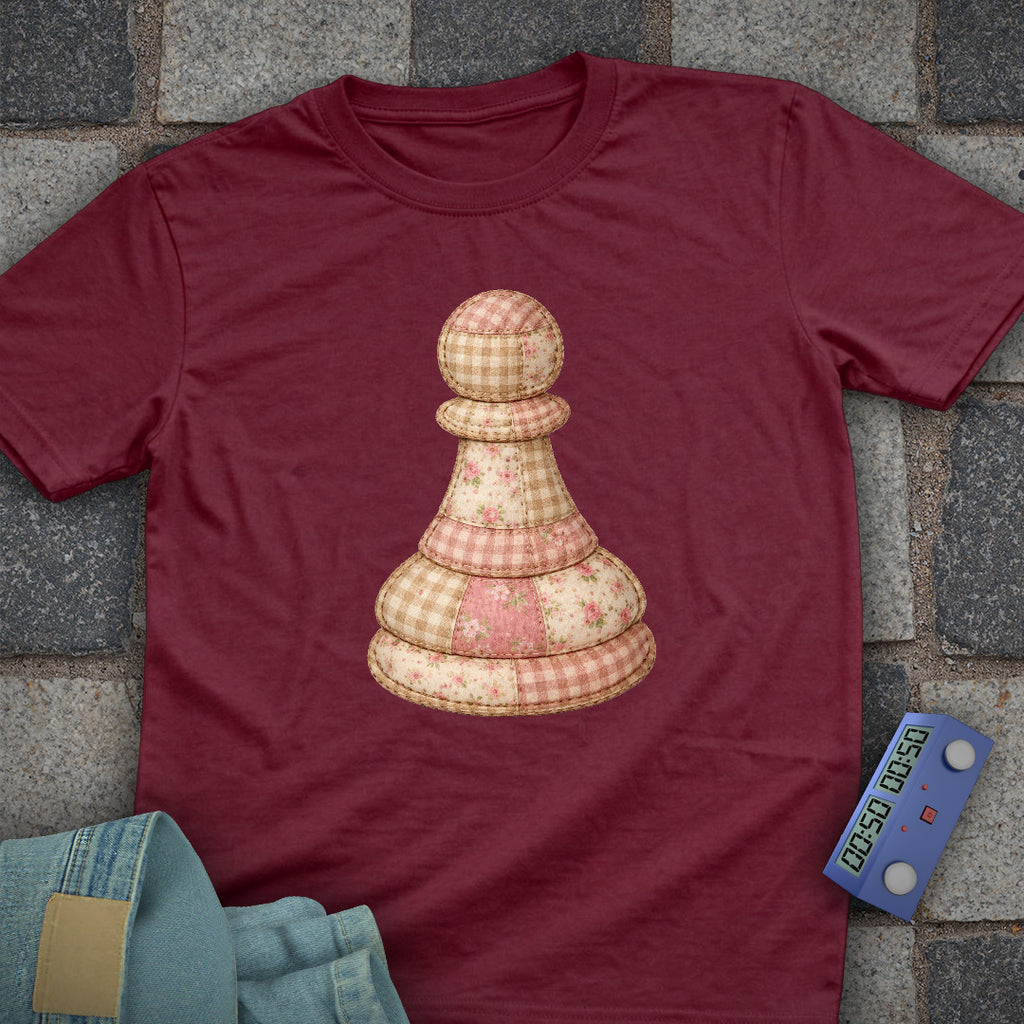 Patchwork Pawn Chess T-Shirt (Printed Patch Effect)