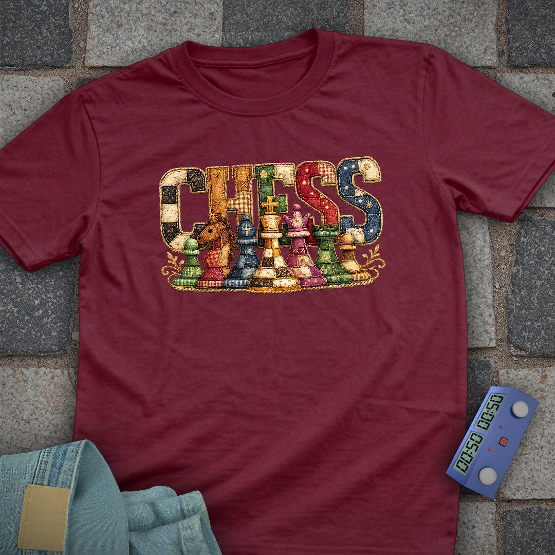 Patchwork Chess T-Shirt (Printed Patch Effect)