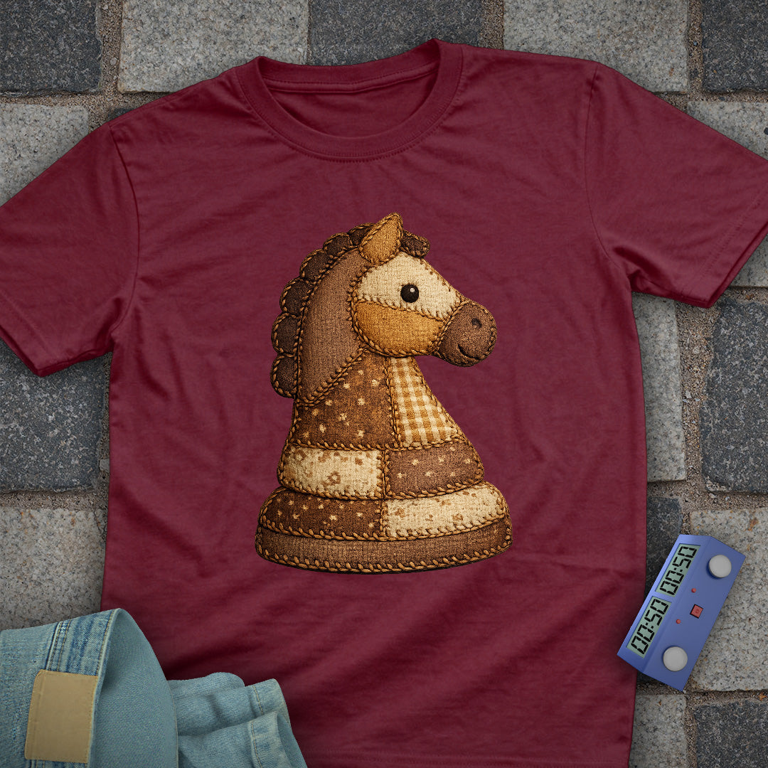 Patchwork Knight Chess T-Shirt (Printed Patch Effect)