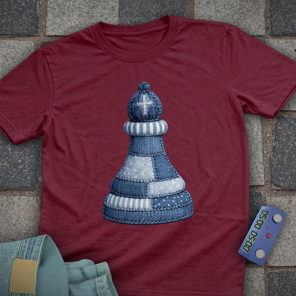 Patchwork Bishop Chess T-Shirt (Printed Patch Effect)