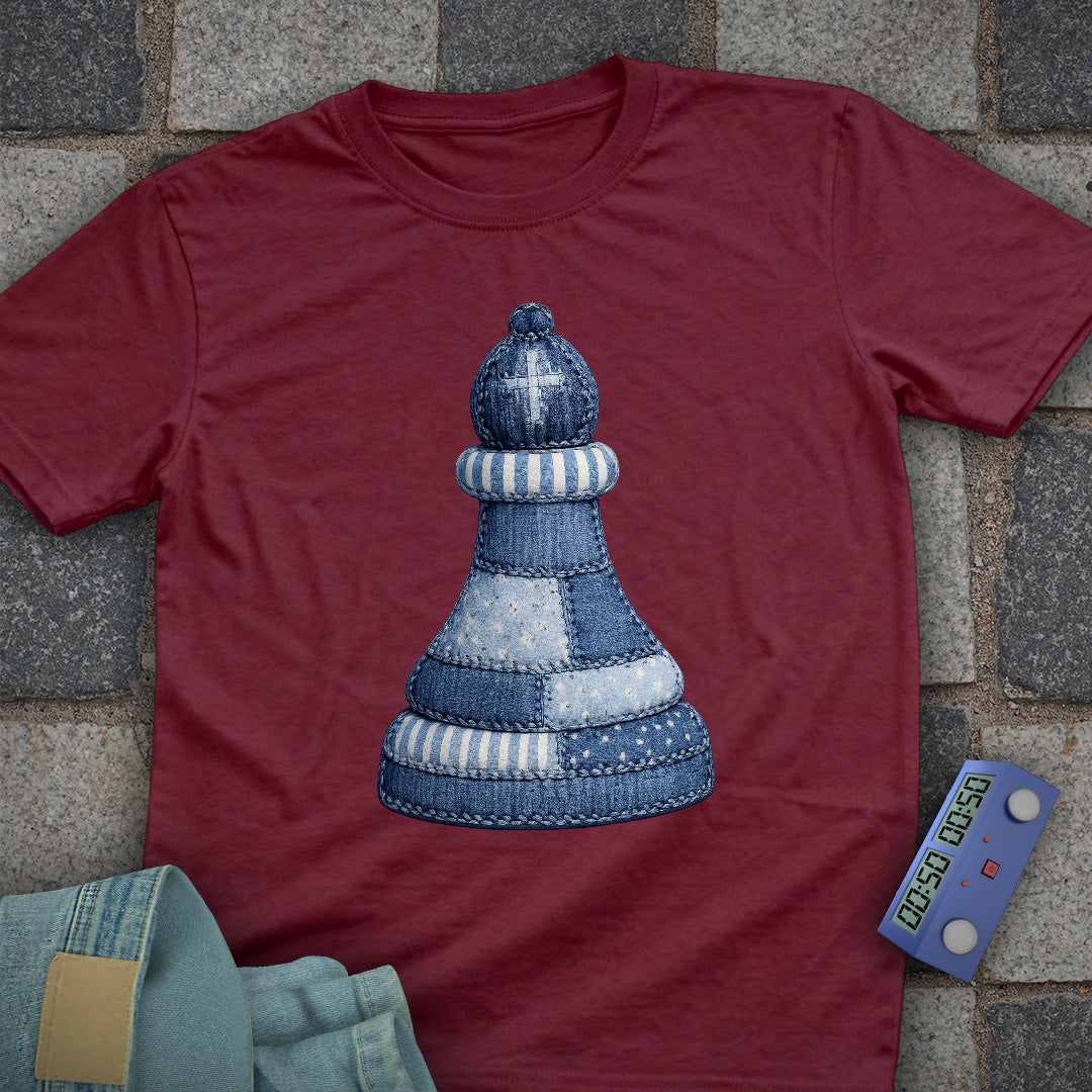 Patchwork Bishop Chess T-Shirt (Printed Patch Effect)