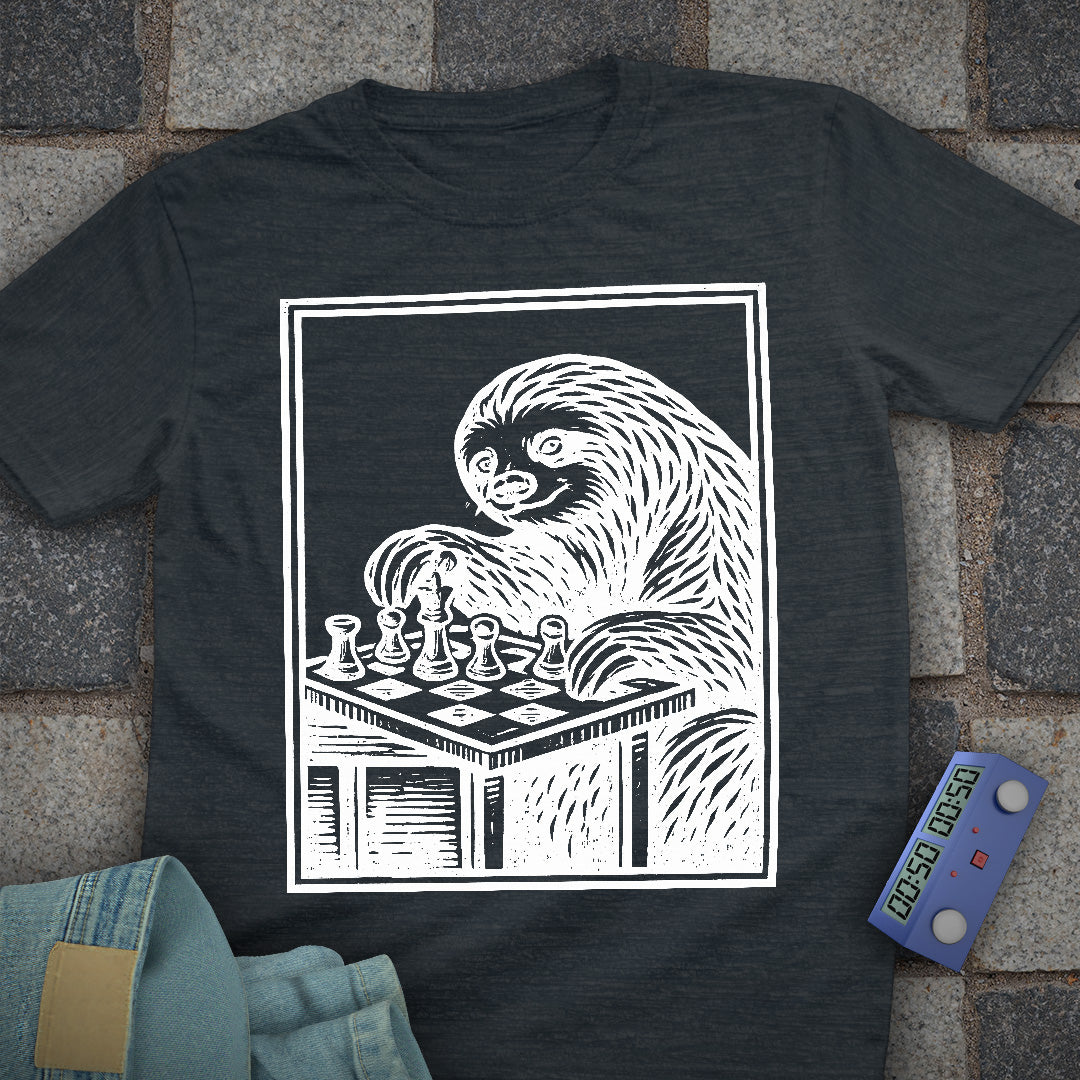 Vintage Woodcut Sloth Chess T-Shirt