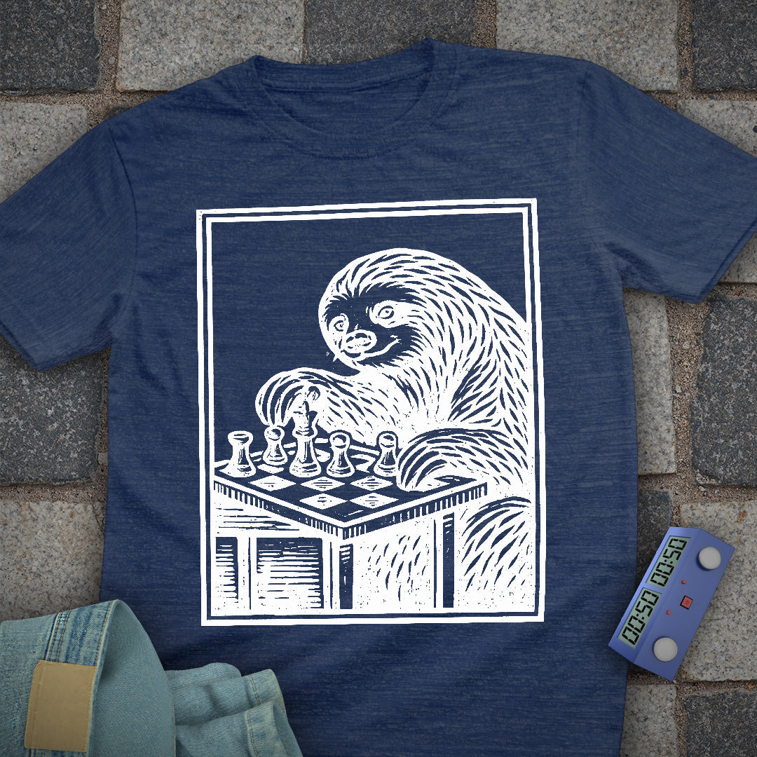 Vintage Woodcut Sloth Chess T-Shirt
