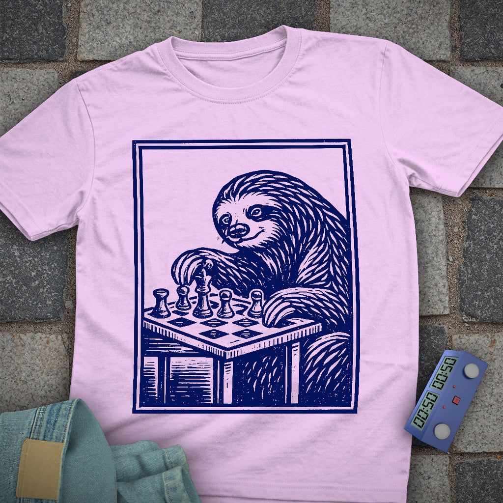 Vintage Woodcut Sloth Chess T-Shirt