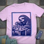 Vintage Woodcut Sloth Chess T-Shirt