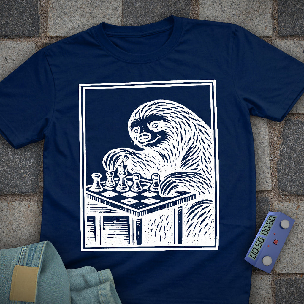Vintage Woodcut Sloth Chess T-Shirt